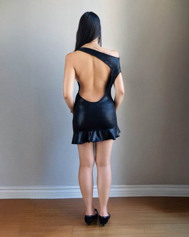 Black Liquid Cutout Dress