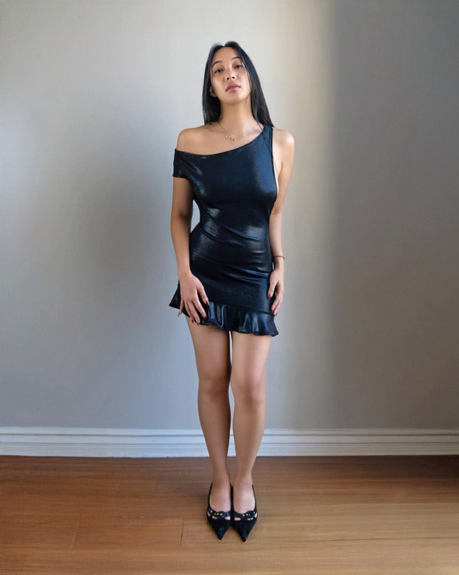 Black Liquid Cutout Dress