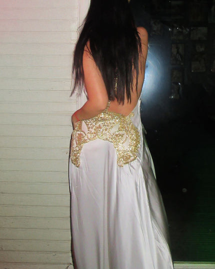 White Silk Gown with Gold