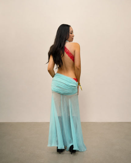 Teal Silk Chiffon Dress