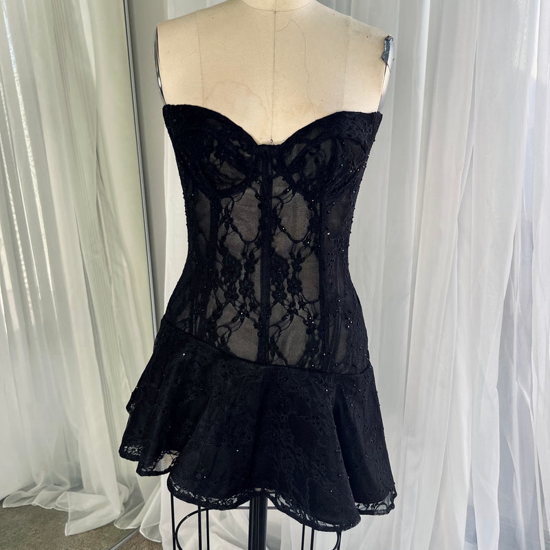 Black Lace Corset Dress