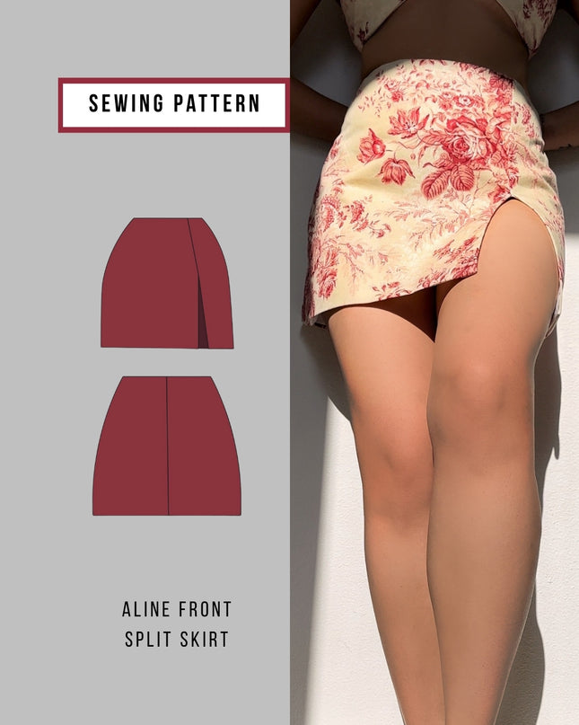 A Line Front Split Skirt Sewing Pattern