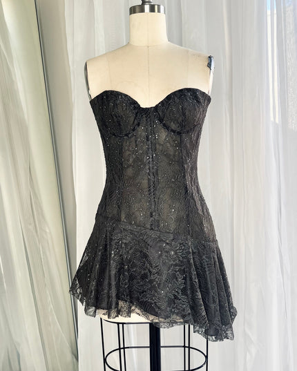 Grey Lace Corset Dress