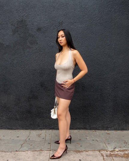 Beige Knit Corset Tank