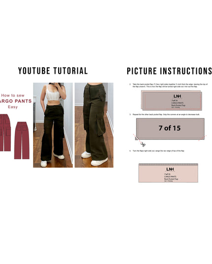 High Waisted Cargo Pants Sewing Pattern