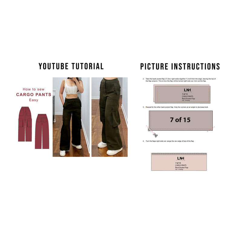 High Waisted Cargo Pants Sewing Pattern