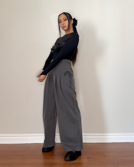 Grey Trousers with Bow