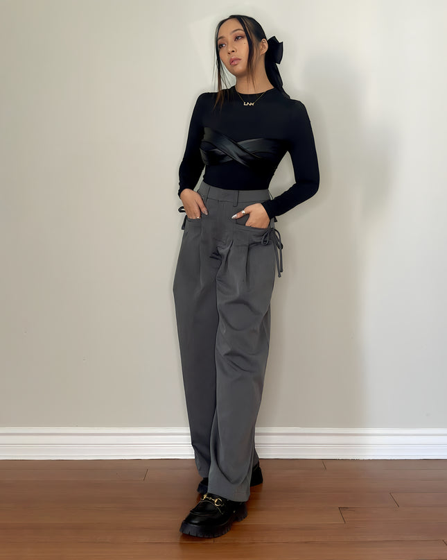 Grey Trousers with Bow