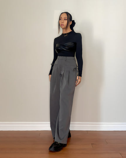 Grey Trousers with Bow
