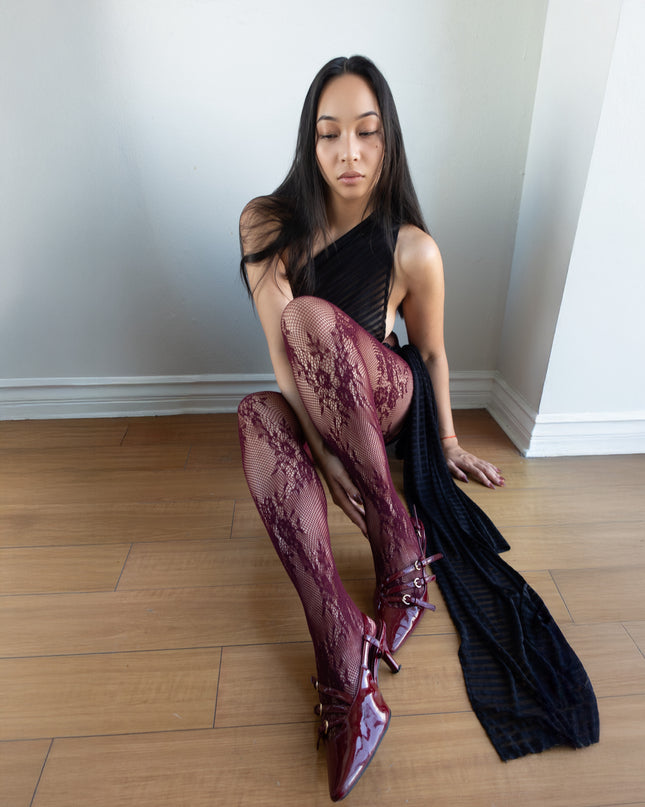 Maroon Lace Tights