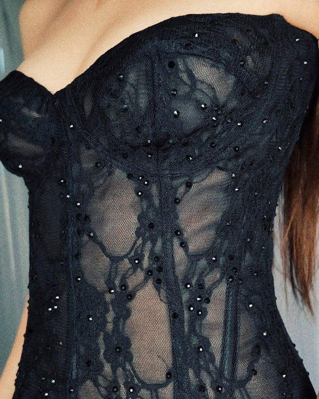 Black Lace Corset Dress