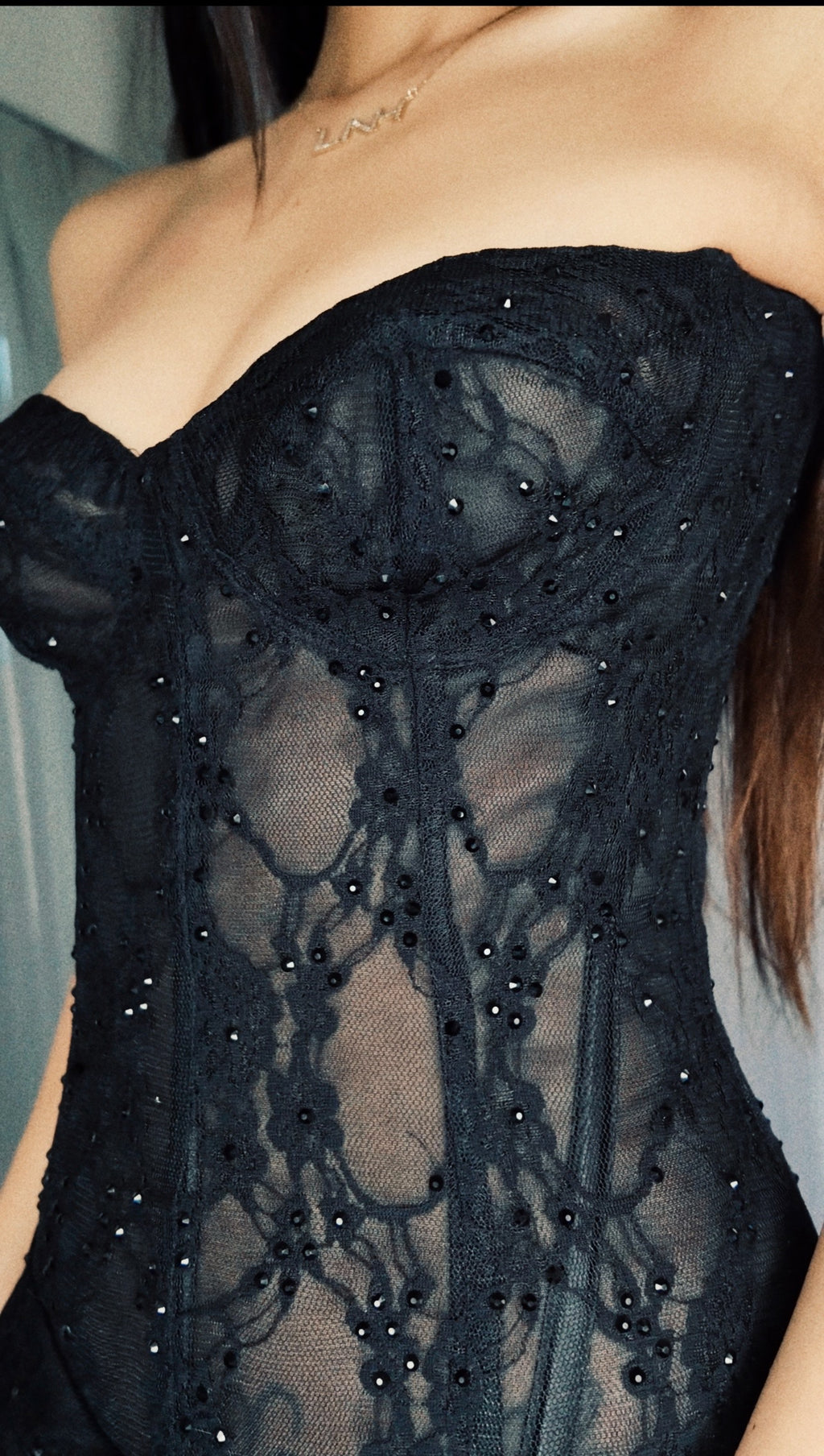 Black Lace Corset Dress