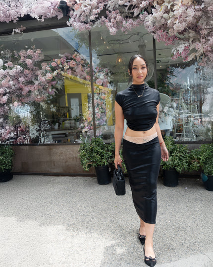 Black Liquid Slip Skirt