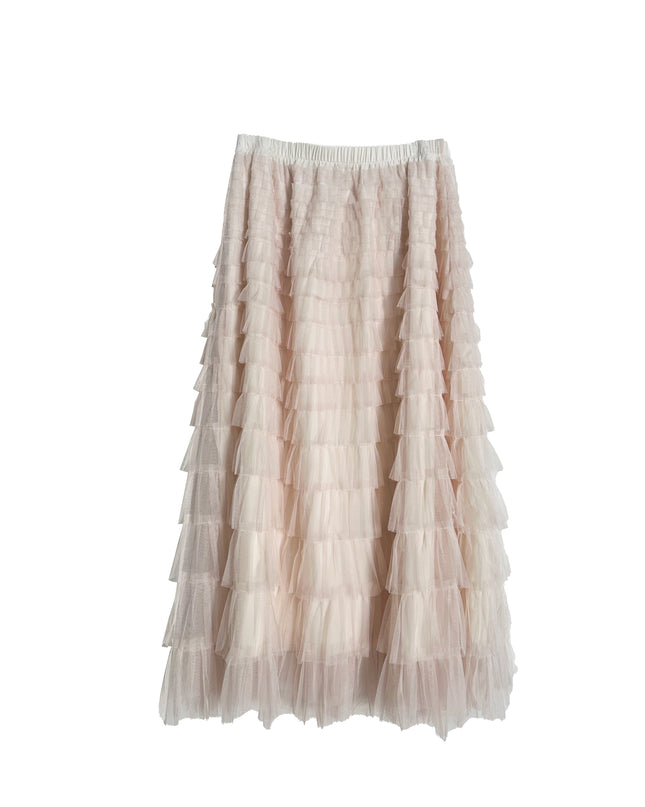 Ivory Tulle Ruffle Skirt