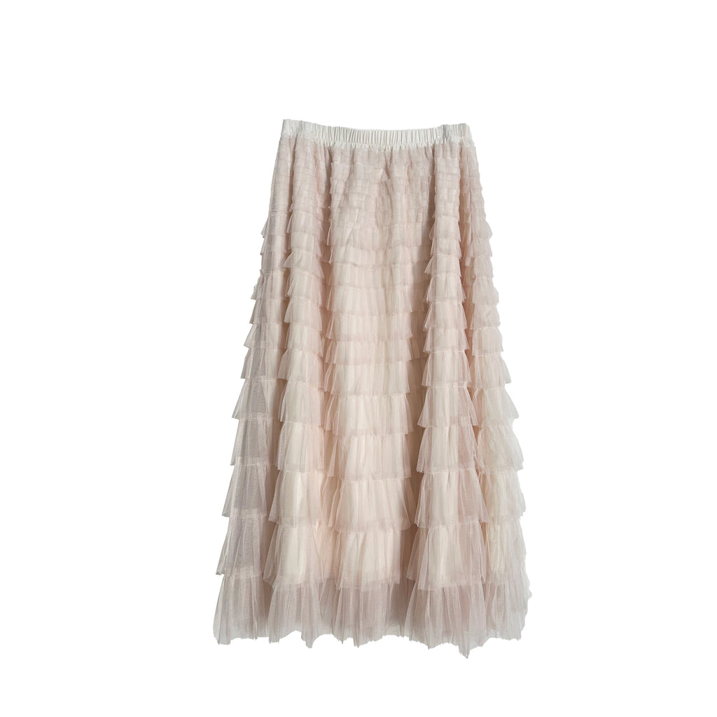 Ivory Tulle Ruffle Skirt