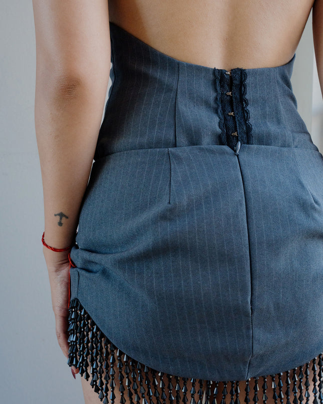 Grey Wool Triangle Corset Top
