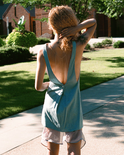 Denim Dress with Chiffon