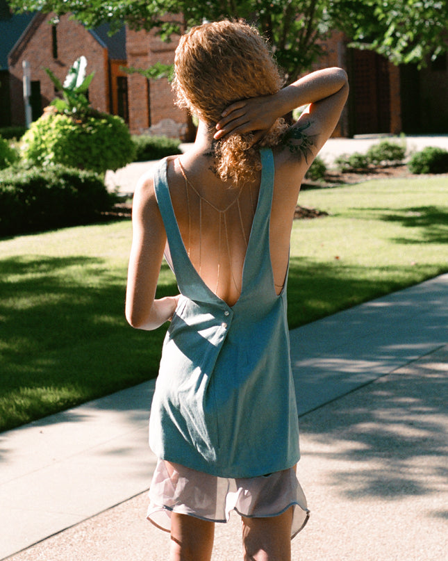 Denim Dress with Chiffon
