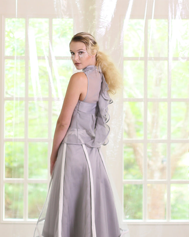 Grey Ruffled Top
