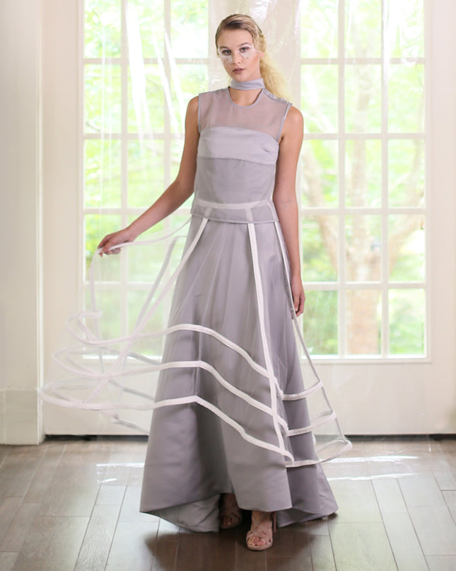 Grey Satin Maxi