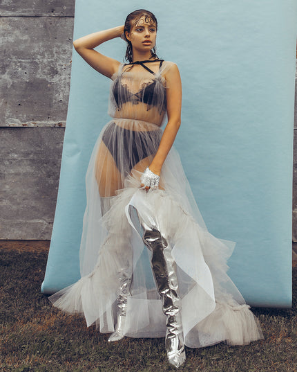 Grey Tulle Gown