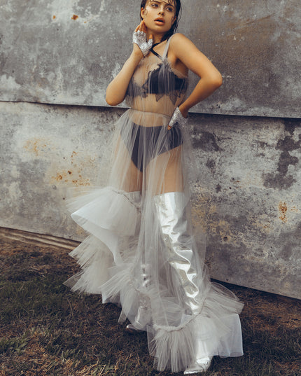 Grey Tulle Gown