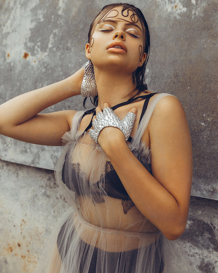 Grey Tulle Gown