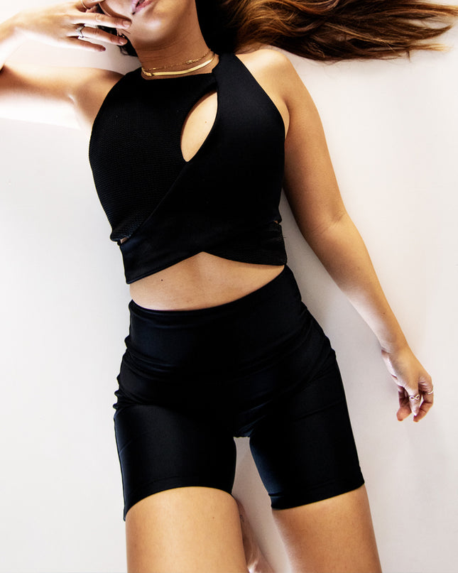 High Waisted Black Biker Shorts