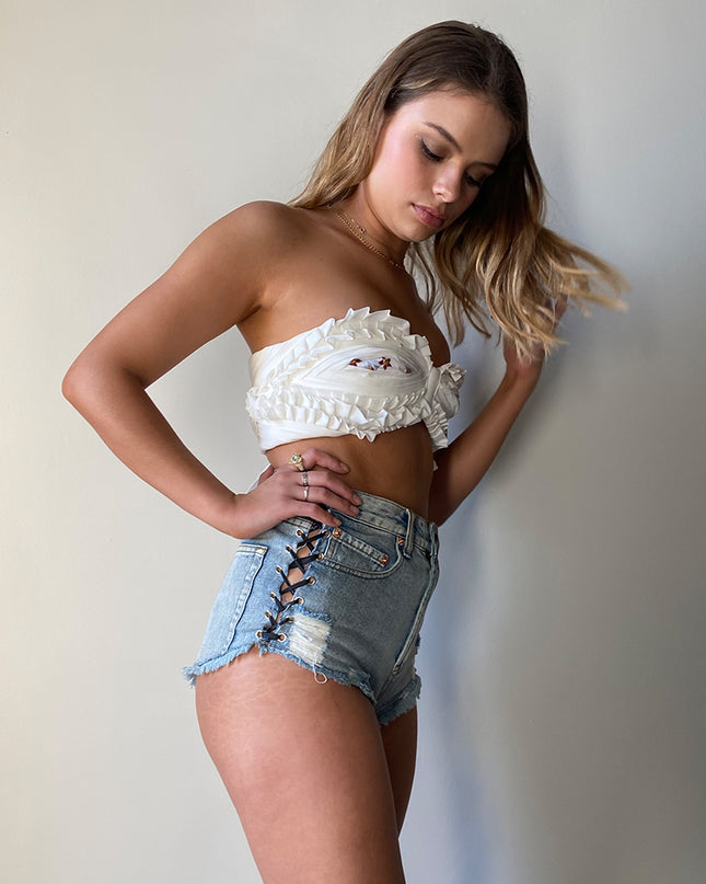 Lace Me Up Denim Shorts