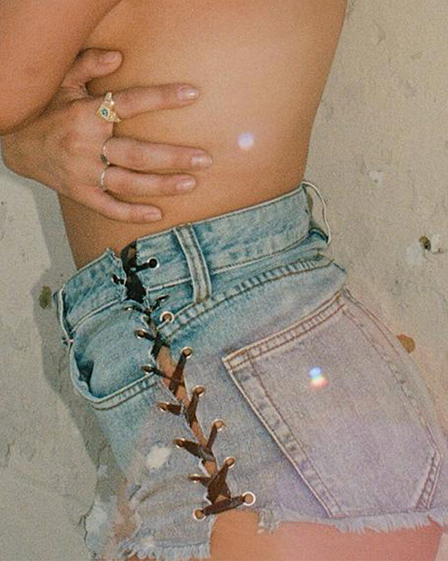 Lace Me Up Denim Shorts