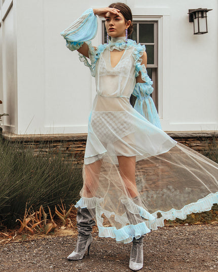 Mint Pleated Chiffon Dress