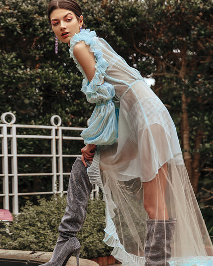 Mint Pleated Chiffon Dress