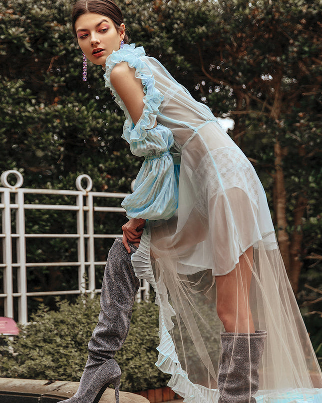 Mint Pleated Chiffon Dress
