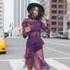 Purple Chiffon and Lace Dress