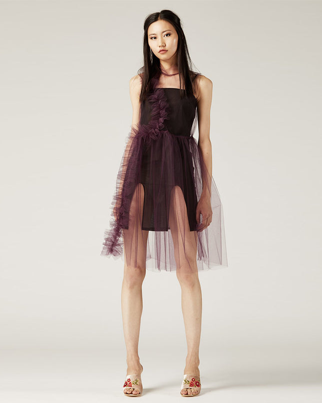 Purple Tulle Dress with Mesh Slip