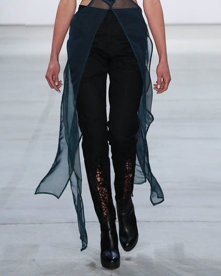 Black Trousers with Lace Inserts