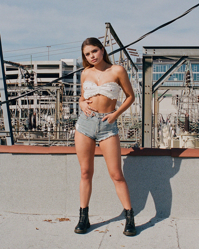 Embroidered White Crop Top