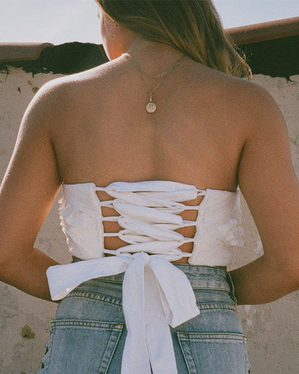 Embroidered White Crop Top
