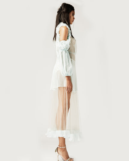 Mint Pleated Chiffon Dress