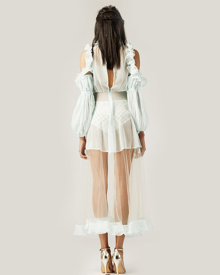 Mint Pleated Chiffon Dress