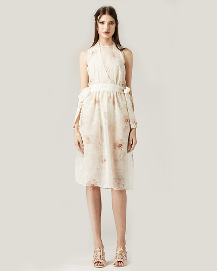 Off White Floral Dress with Body Suit