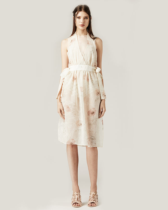 Off White Floral Dress with Body Suit