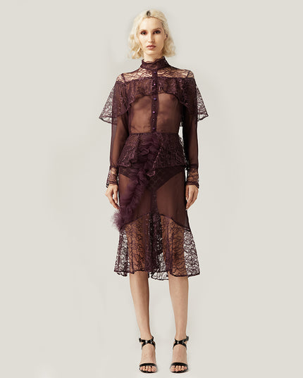 Purple Chiffon and Lace Dress