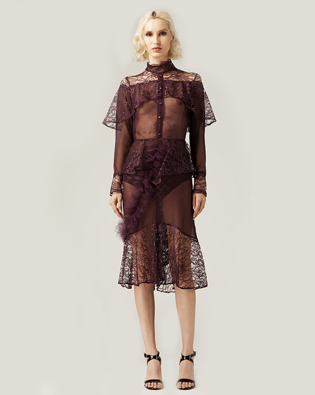 Purple Chiffon and Lace Dress