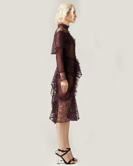 Purple Chiffon and Lace Dress