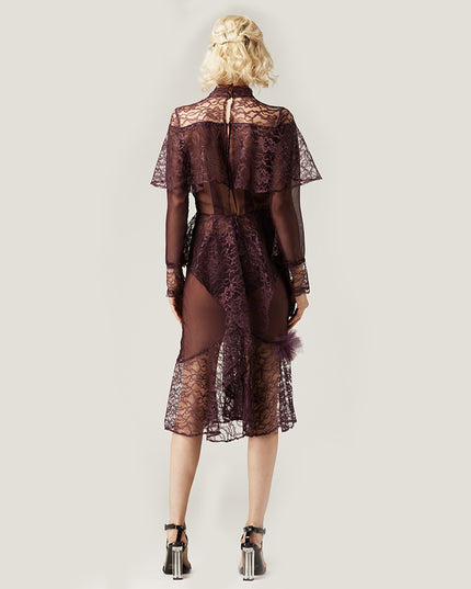 Purple Chiffon and Lace Dress