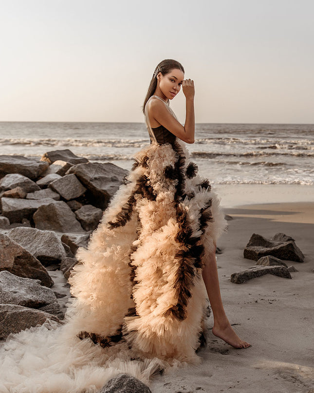 Ruffled Evening Gown