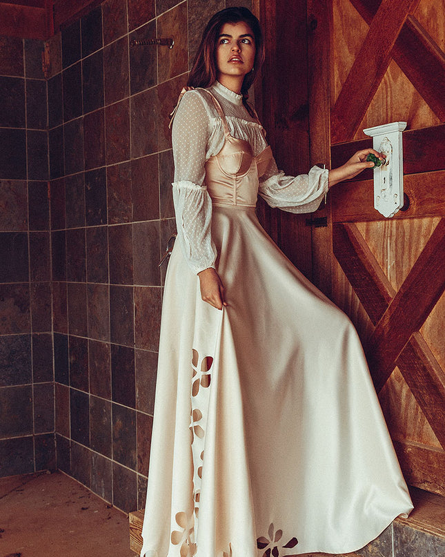 Satin Cutout Skirt