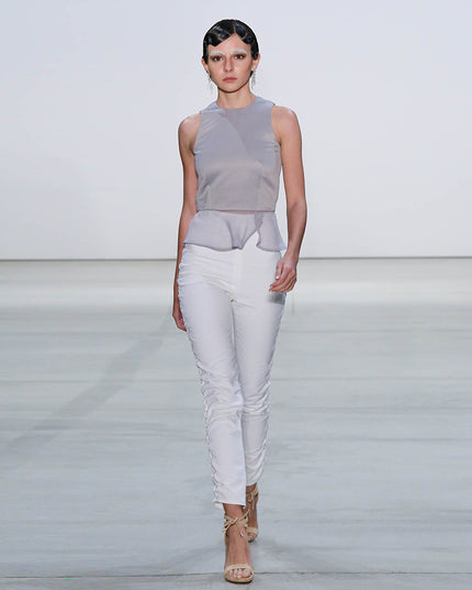 Satin and Chiffon Peplum Top