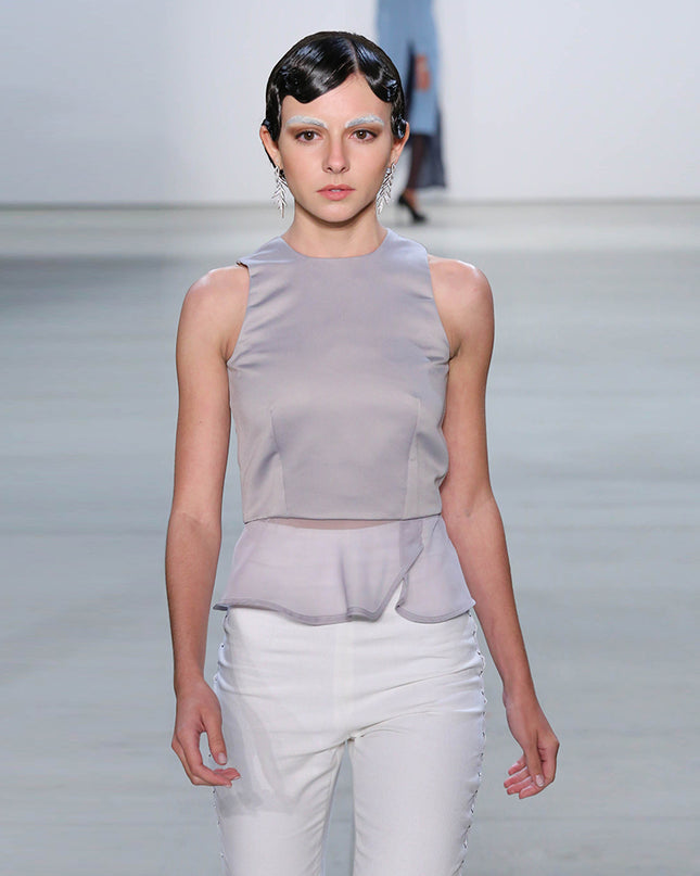 Satin and Chiffon Peplum Top